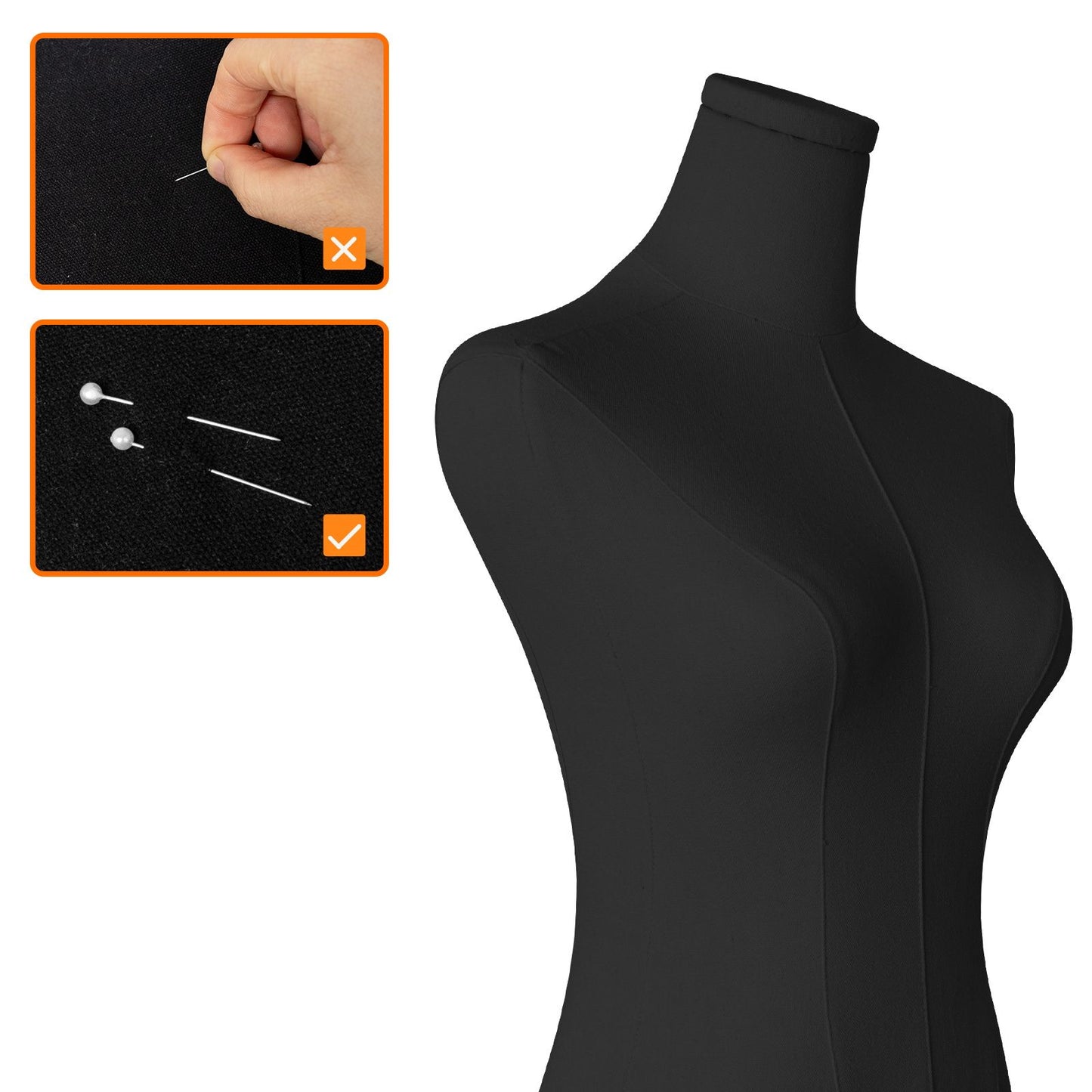 Gold metal base mannequin-black