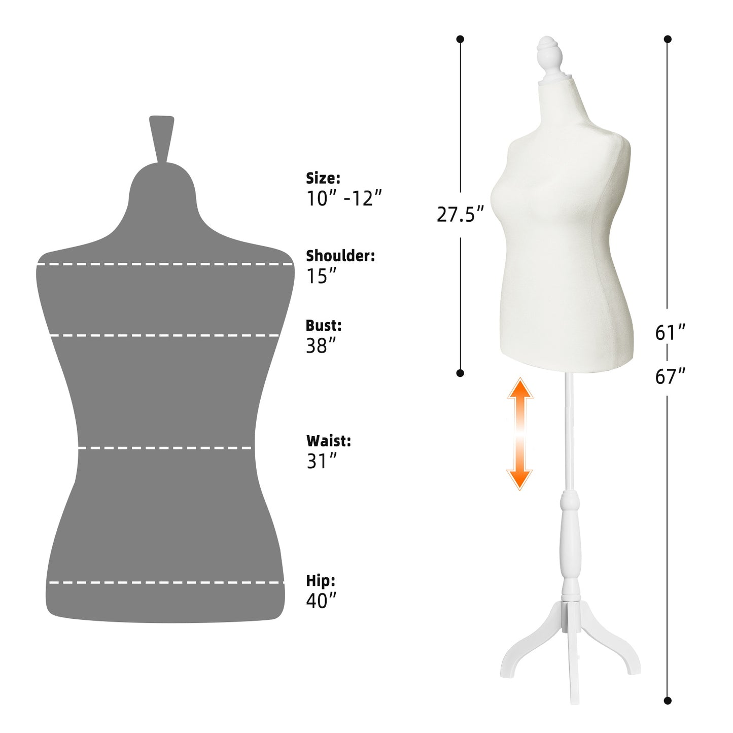 Plus size half-body foam sewing mannequin-beige