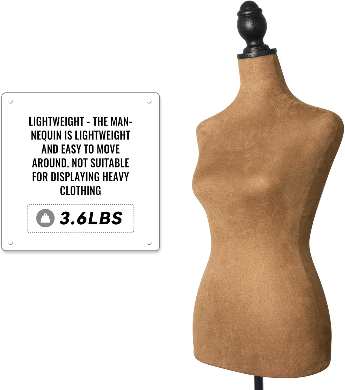 Sewing half-body foam mannequin-brown