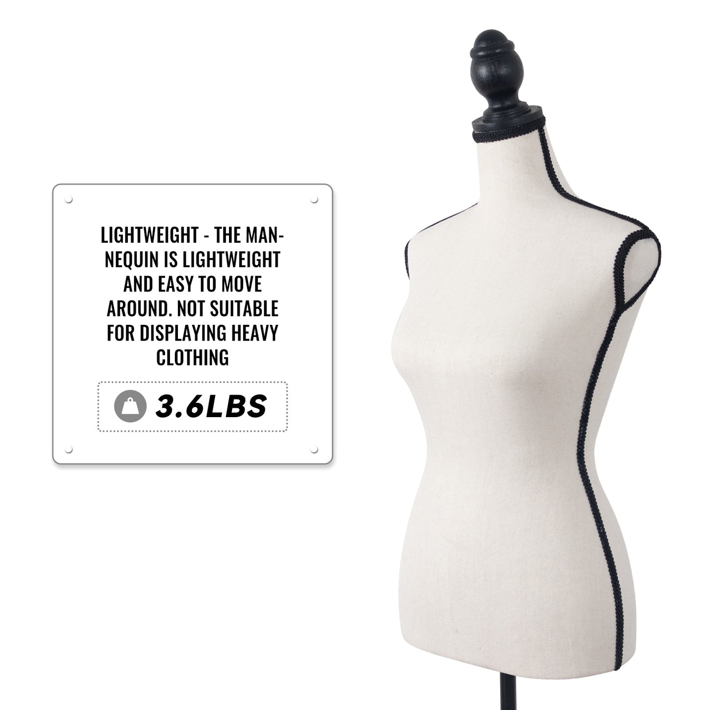 Sewing half-body foam mannequin-fabric beige