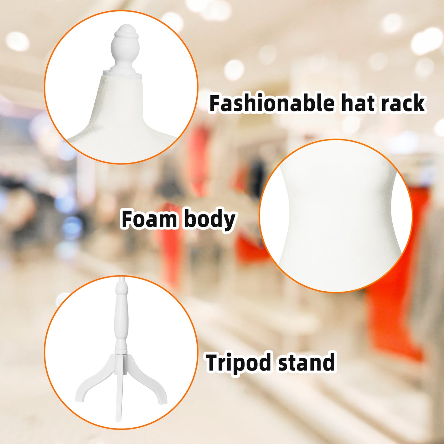 Plus size half-body foam sewing mannequin-beige