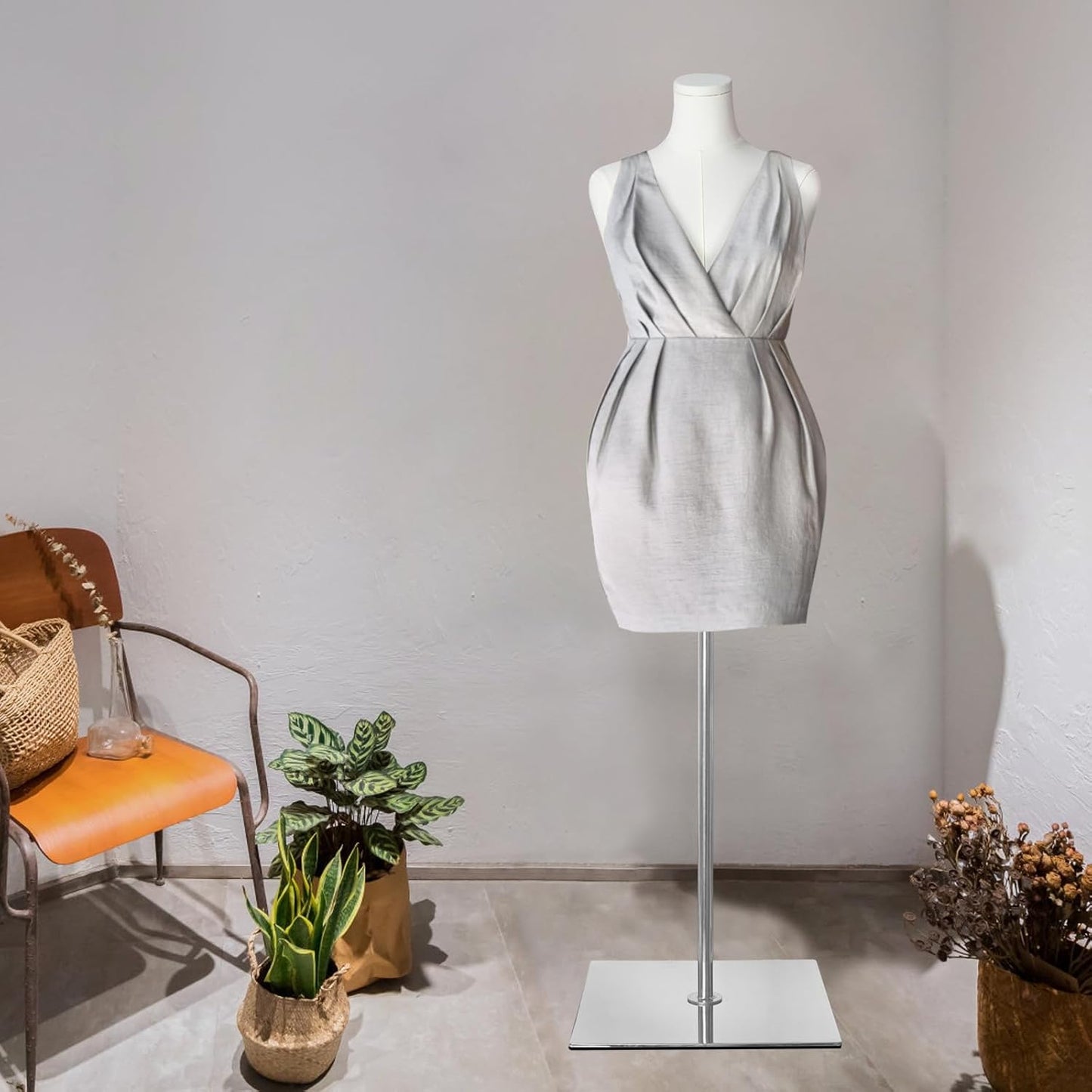 Large sized half body female model - metal base