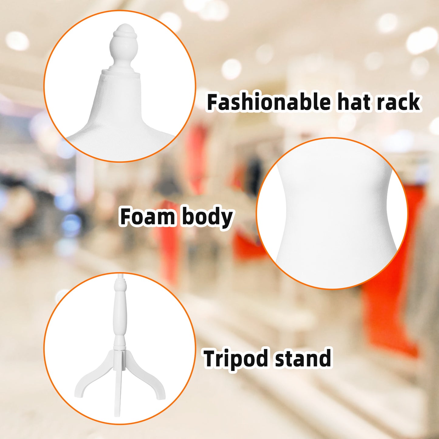 Plus size half-body foam sewing mannequin-white