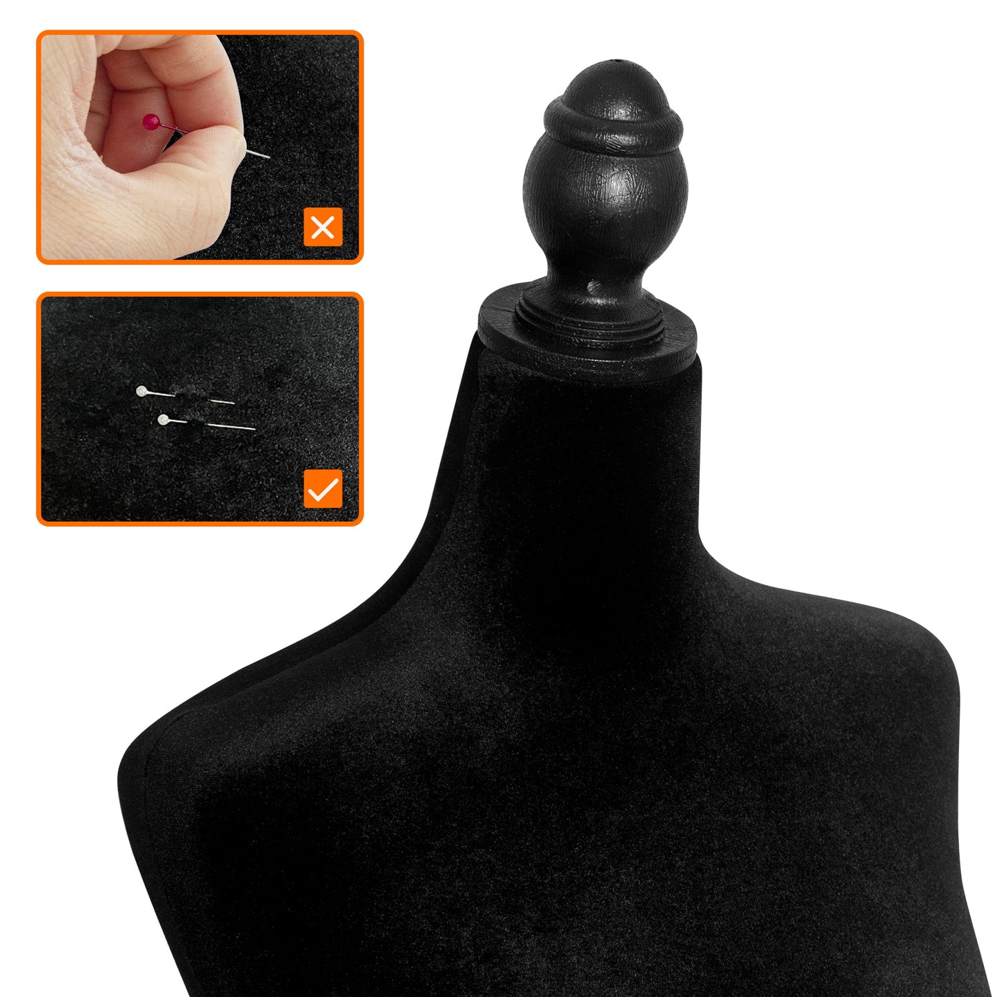 Plus size half-body foam sewing mannequin-black