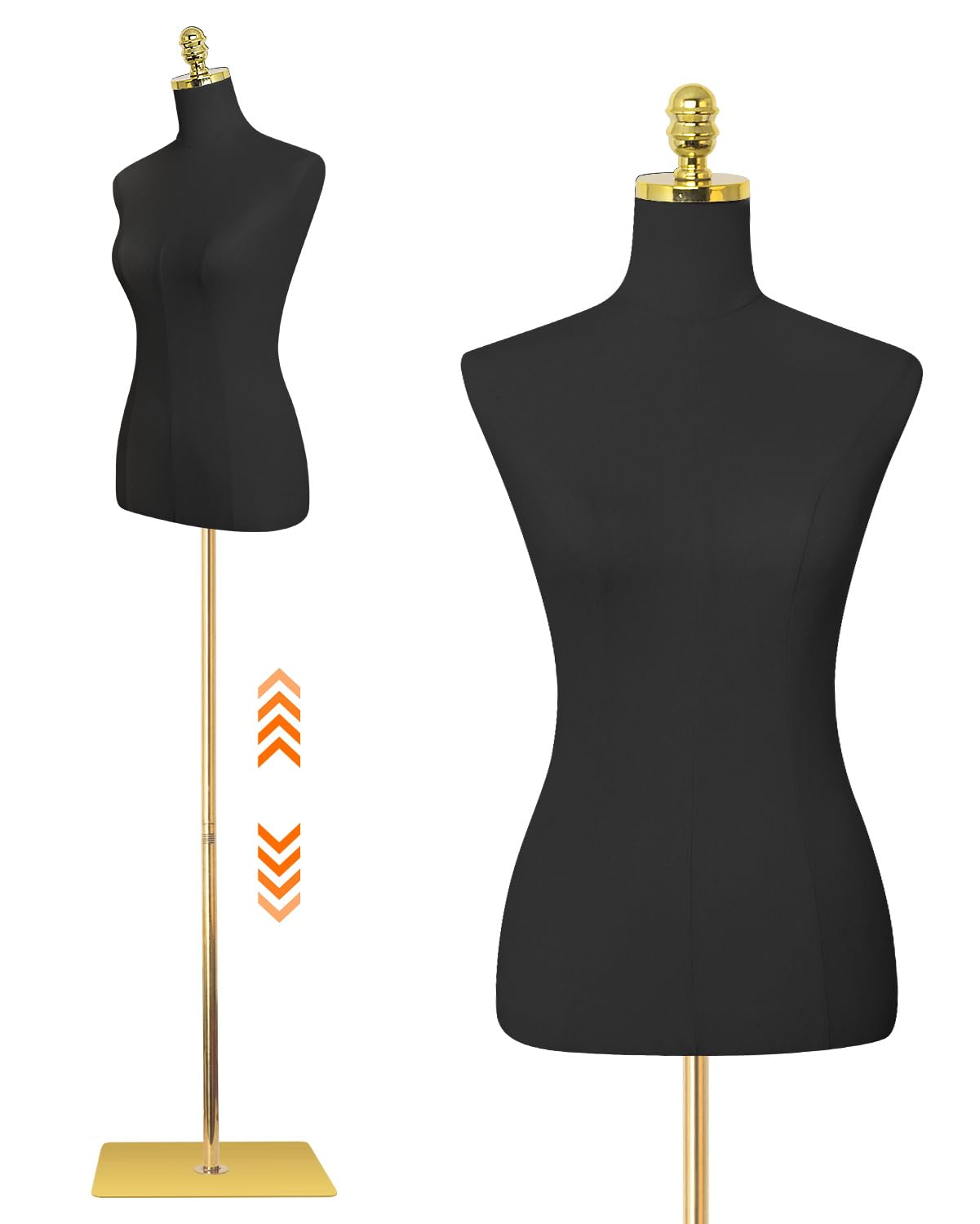 Gold metal base gold top mannequin-black