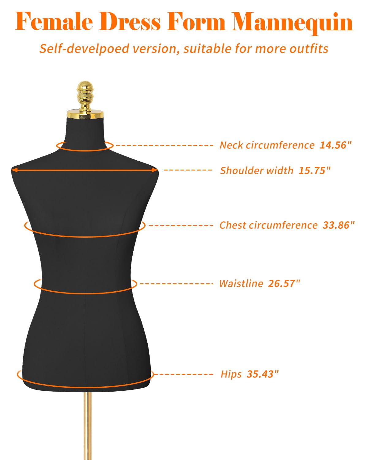 Gold metal base gold top mannequin-black