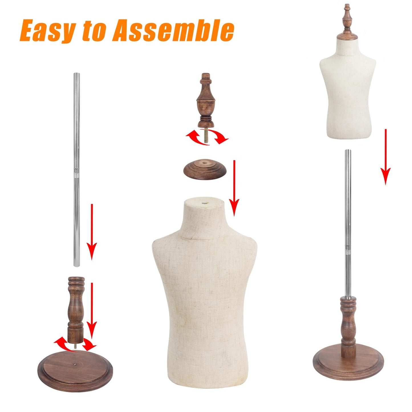 Half body child mannequin-brown base