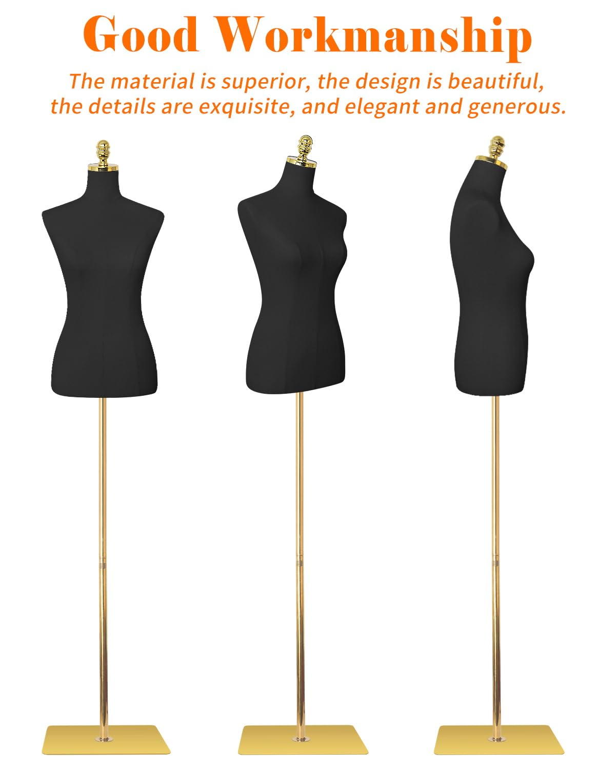 Gold metal base gold top mannequin-black