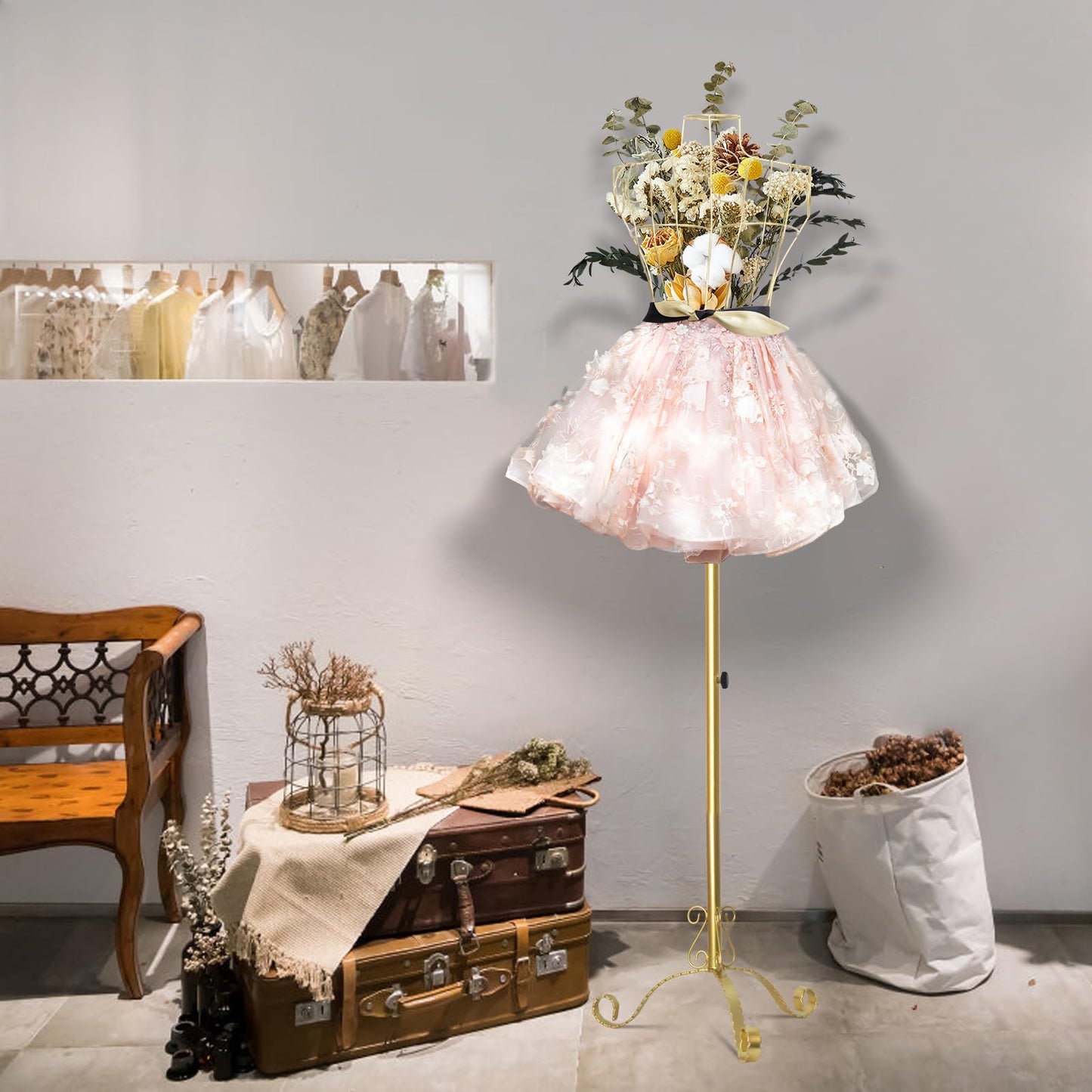 Gold Metal Steel Maniquine with Stand