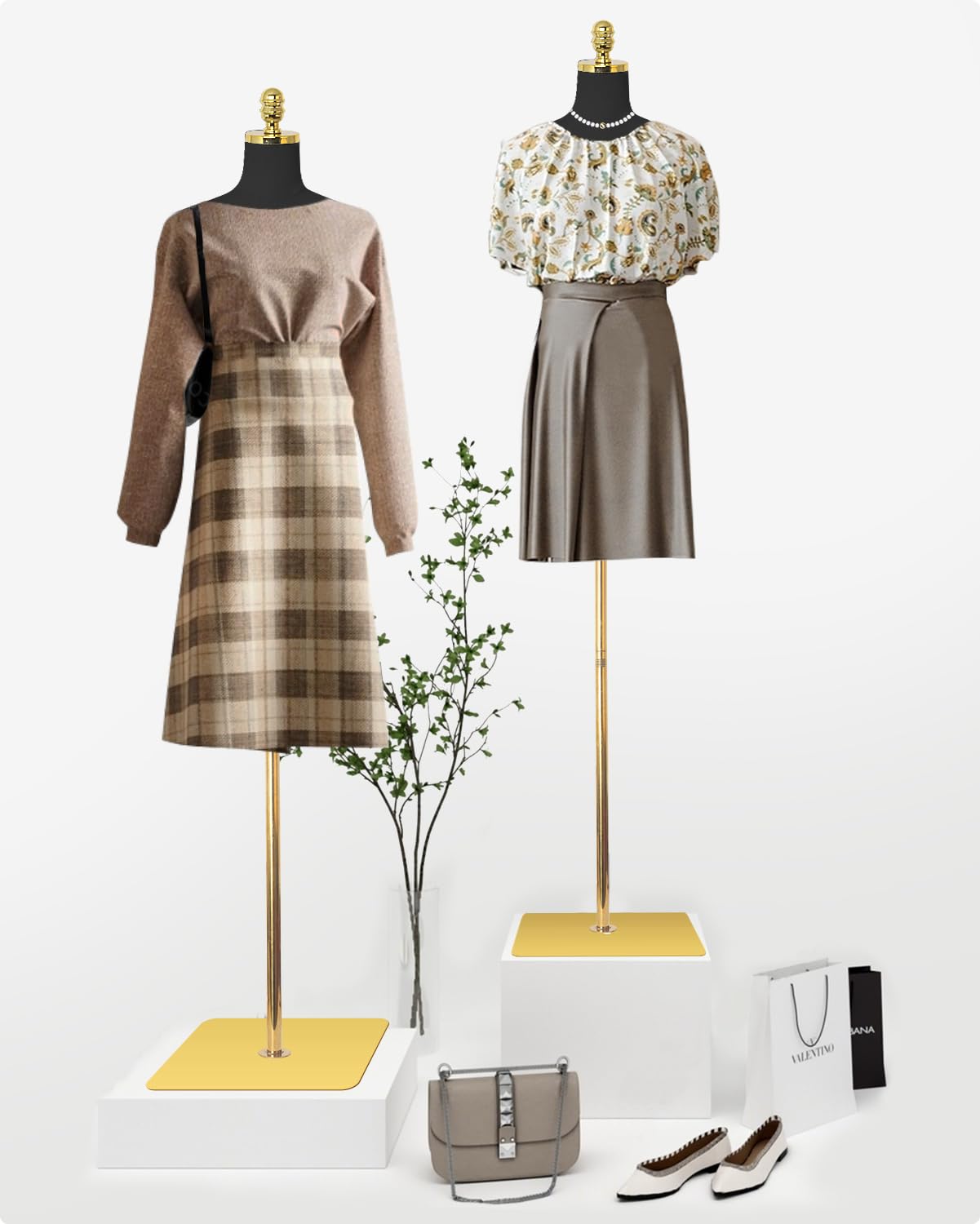 Gold metal base gold top mannequin-black