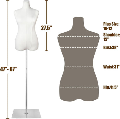 Large sized half body female model - metal base