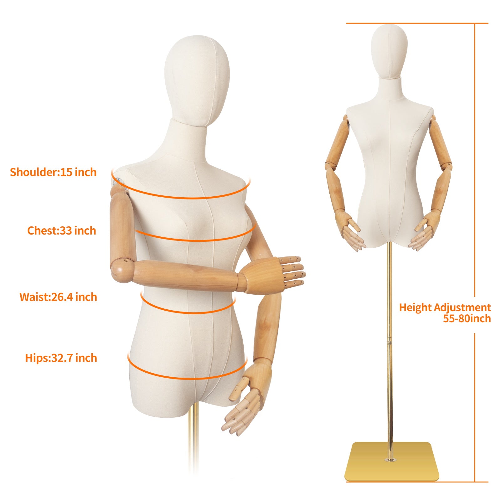 Gold metal base female mannequin with hands-beige sharewin-model Gold metal base female mannequin with hands-beige sharewin-model