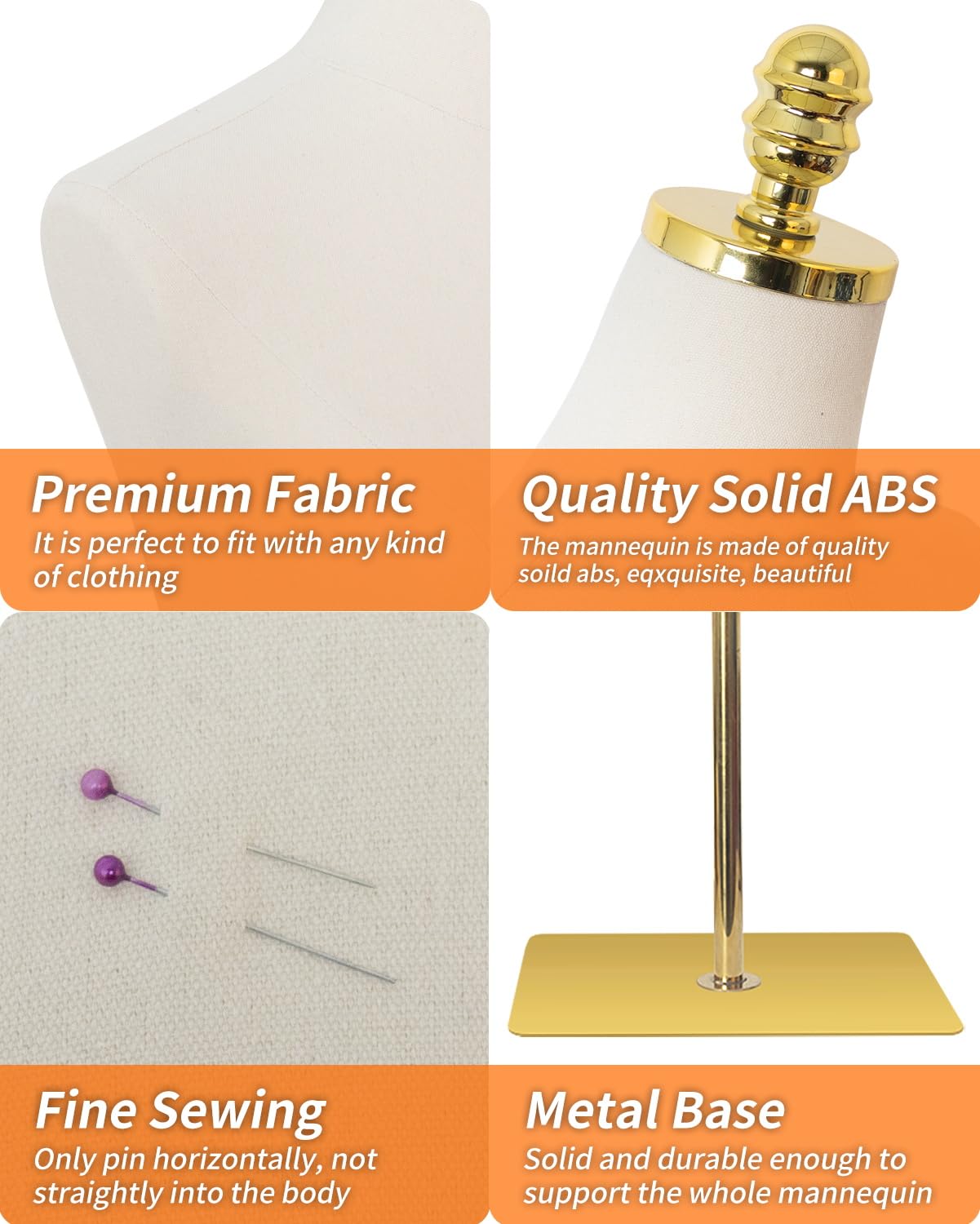 Gold metal base gold top mannequin-beige