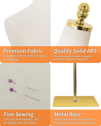 Gold metal base gold top mannequin-beige