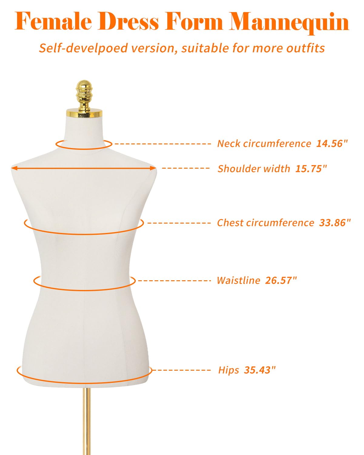 Gold metal base gold top mannequin-beige