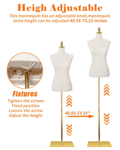 Gold metal base gold top mannequin-beige